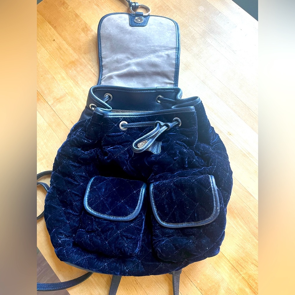 Vince Camuto velvet backpack in navy